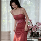 Fairy Red Mermaid Beaded Lace Chiffon Long Graduation Prom Dress SH5345
