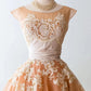 A Line Lace Dark Apricot Vintage Homecoming Dresses Short Prom Dress Short Party Dress SH3712