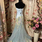 Dreamy Baby Blue Sweetheart Neck Floral Embroidery Satin Tulle Prom Dress Evening Dress Formal Dress SH3706