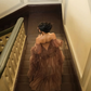 Charming Brown A Line Long Sleeve Satin Long Prom Dress Evening Dress SH2114