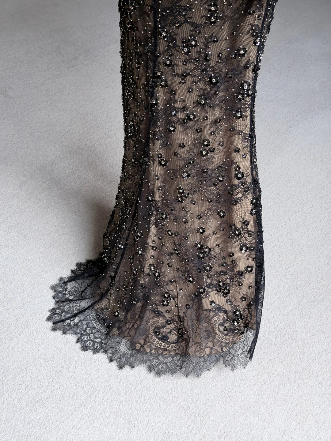 Glamorous Sheath Spaghetti Strap Beaded Black Ombre Tulle Prom Dress Evening Dress SH7715