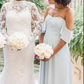 Baby Blue Chiffon Off The Shoulder A-line Bridesmaid Dresses SH5584