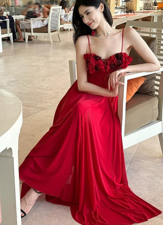 Sexy A Line Spaghetti Straps Floral Tulle Long Prom Dress Graduation Prom Dress SH5266