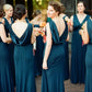 Peacock Blue Mermaid V-Neck Long Bridesmaid Dress SH6289