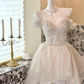 Gorgeous A Line Off the Shoulder Beaded Sequin Tulle Short Homecoming Dress Cocktail Dress SH3359