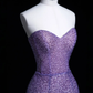Sexy Mermaid Sweetheart Neck Purple Sequin Party Dress Evening Dress SH3377