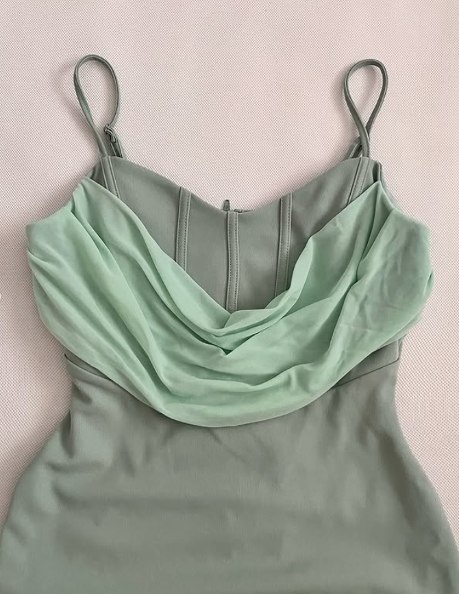 Pretty Mint Green Sheath Spaghetti Strap Satin Short Prom Dress Homecoming Dress SH9080