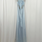 Baby Blue A Line Spaghetti Strap Sequin Satin Long Prom Dress Gown Dress SH3590