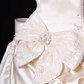 Bow Ivory A Line Sweetheart Neck Lace Satin Mini Homecoming Dress Cocktail Dress SH3314