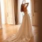 Glamorous A Line Strapless Pearl White Lace Long Wedding Dress SH7354