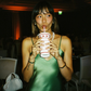 Charming Sheath Spaghetti Strap Green Satin Prom Dress Evening Dress SH2083