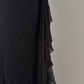 Vintage A Line Strapless Bead Flower Black Chiffon Long Evening Dress SH1884