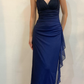 Halter Ombre Navy Blue Long Chiffon Prom Dress  SH1157