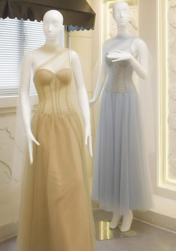 Classic A Line One Shoulder Blue Tulle Long Prom Dress Evening Dress SH4669