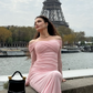 Gentle Pink Sheath Long Sleeve Tulle Long Prom Dress Party Dress SH6422