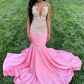 Pink Long Mermaid Prom Dress ,Elegant Evening Dress SH610