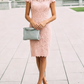Gentle Pink Sheath Lace Knee Length Mother of the Bride Dress Outfits P01785