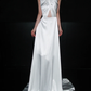 Simple High-class A Line Halter Pearl White Satin Backless Long Wedding Dress SH6668