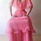 Pink Layered Chiffon A Line V Neck Simple Long Party Dress Evening Dress 18 Birthday Dress SH3624