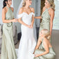 Charming Sheath Hatler Satin Sage Long Bridesmaid Dresses SH6295