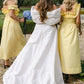 Yellow Off the Shoulder Ruffle Cotton Ankle Length Bridesmaid Dresses SH6294