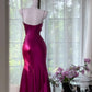 Elegant Mermaid Spaghetti Strap Pleated Satin Prom Dress Date Dress Wedding Guest Dress SH4328