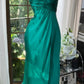 Green Sheath Sweetheart Neck Pleated Satin Short Homecoming Dress Wedding Guest Dress SH4323