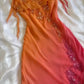 Unique Sheath Spaghetti Strap Beaded Pink Orange Ombre Chiffon Party Dress SH2711