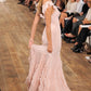 Gentle Mermaid V Neck Ruffle Light Pink Chiffon Long Prom Dress Graduation Prom Dress SH2600