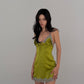 Sexy A Line Spaghetti Strap Grey Lace Green Satin Short Homecoming Dress Mini Dress SH8038
