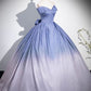 Glitter Gradient A Line Off the Shoulder Sequin Long Prom Dress With Bow SH1791