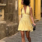 Cute A Line V Neck Lace Chiffon Open Back Homecoming Dress Birthday Dress Outfits SH3979