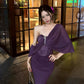 Elegant Purple Sheath Off the Shoulder Lace Satin Long Prom Dress Evening Dress SH8119