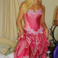 Cute Sheath Sweetheart Neck Appliques Ruffle Satin Prom Dress Evening Dress SH2346