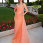 Orange Sheath Strapless Chiffon Long Party Dress Prom Dress SH3975