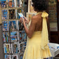Backless Yellow A Line Halter Lace Chiffon Short Prom Dress Homecoming Dress SH6719