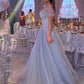 Princess Elegant A Line Off the Shoulder Beaded Tulle Long Prom Dress Party Dress SH5541