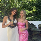 Spaghetti Straps Floral Pink Long Prom Dress Sexy Backless Party Dress SH1461