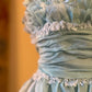 1940s Teal Vintage A Line Strapless Layered Organza Gown Homecoming Dress SH3661
