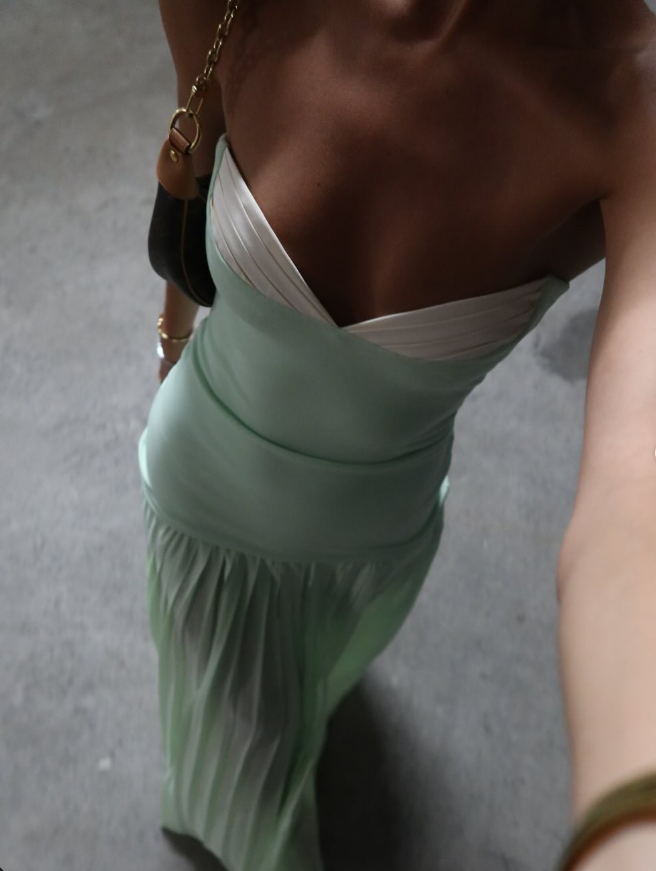 Mint Green A Line Sweetheart Neck Satin Chiffon Long Prom Dress Evening Dress SH1981