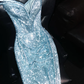 Stunning Blue Sheath Off the Shoulder Sequin Long Prom Dress Evening Dress SH2442