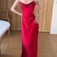 Elegant A Line Strapless Red Charming Satin Prom Dress Party Dress SH4736