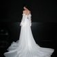 Gentle Ball Gown Long Seelve White Tulle Long Train Wedding Dress SH6679