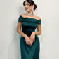 Pretty Brown Mermaid Off the Shoulder Satin Prom Dress Evening Dress Date Dress SH3981