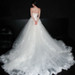 Pretty Ball Gown Strapless Corset White Ruffle Tulle Long Wedding Dress SH8894