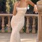 Elegant Ivory Mermaid Spaghetti Straps Lace Prom Dress Evening Dress SH5768