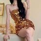 Sexy Sheath Strapless Gold Sequin Short Homecoming Dress Cocktail Dress SH3211