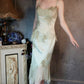 Gentle Green Sheath Spaghetti Strap Appliques Satin Chiffon Prom Dress Evening Dress SH2668