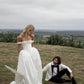 Simple Classic A Line Off the Shoulder Satin Long Wedding Dress SH5952