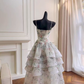 Print Floral A Line Straps Layered Chiffon Prom Dress Outfits SH5156